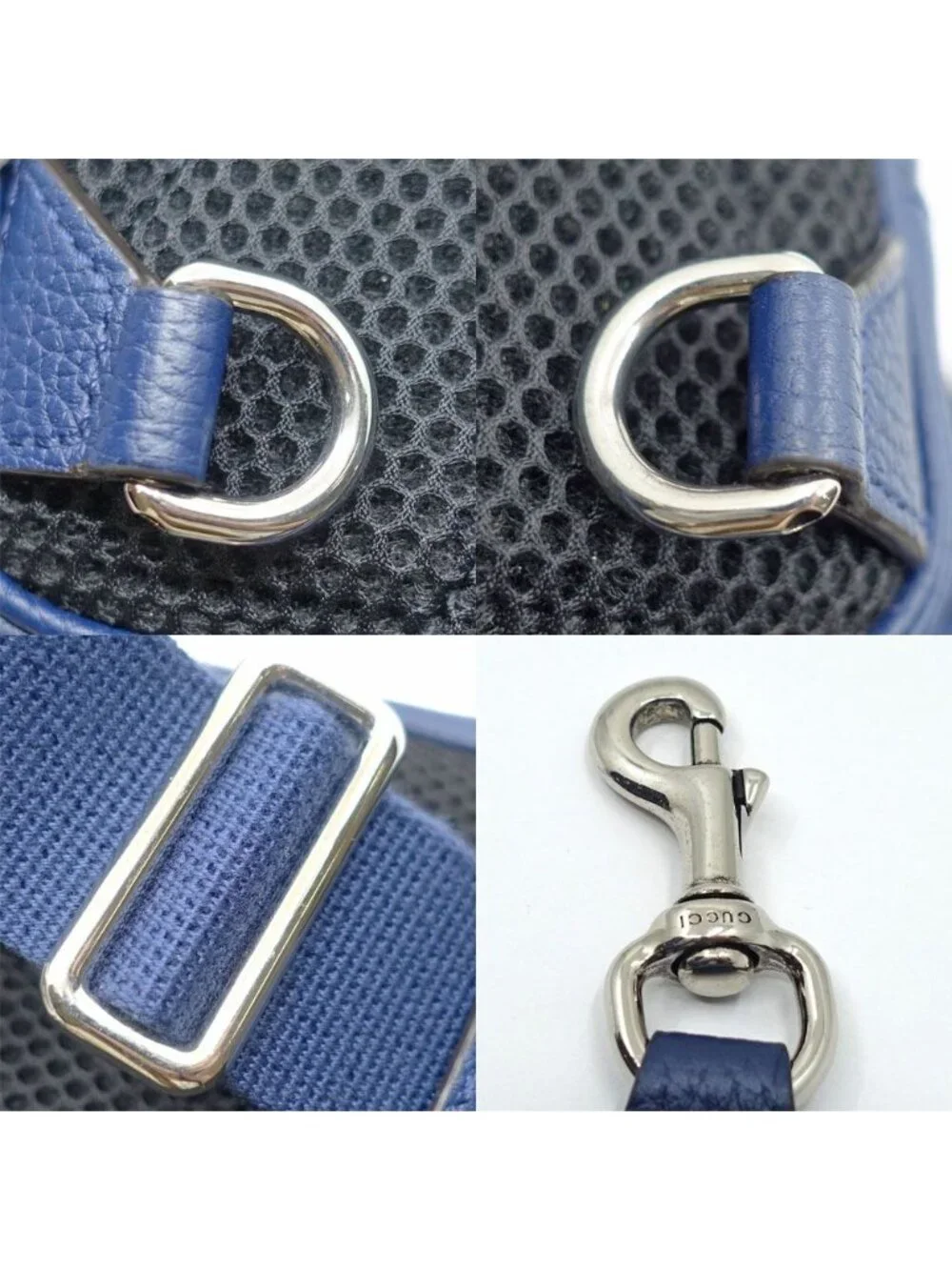 Gucci Cross Belt Bag Jumbo GG Navy Silver